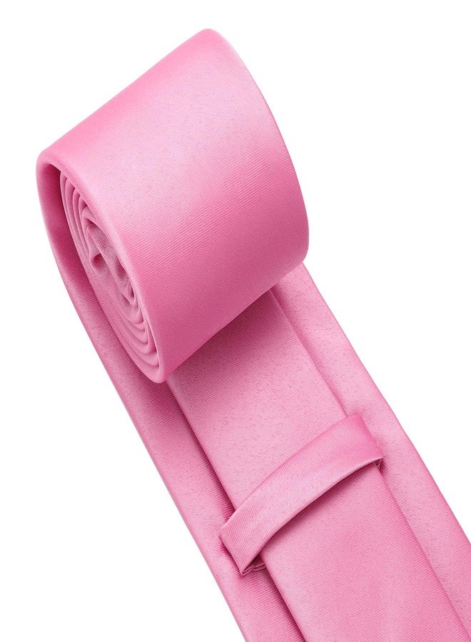 PenSee Men's Tie Set Solid Pure Color 3.15" (8CM) Classic Formal Plain Necktie and Pocket Square Set For Men, 008-pink, M - Image 5