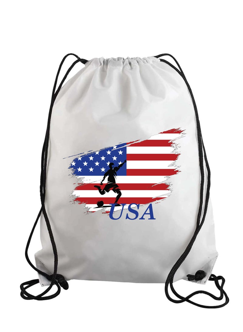USA Soccer Drawstring Bag or Backpack Suitable for Adults and Kids and Sports Fans (Design 1)