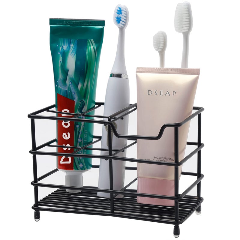 Dseap Toothbrush Holder Electric Toothbrush Holder  Stainless Steel Tooth Brush Holder Toothpaste Holder Organizer Stand Caddy for Bathroom Black
