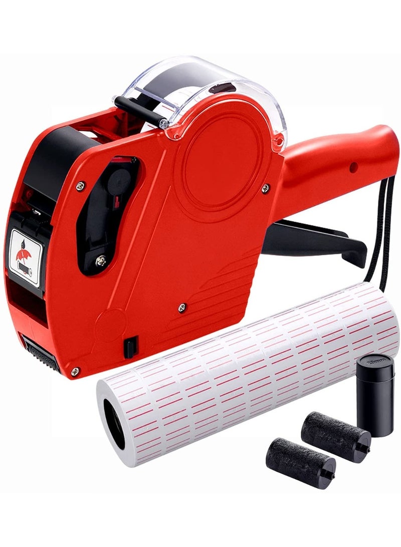 Handheld Label Machine Kit, Price Machine with Labels, 1-Line Label Machine, 1 Price Machine, 10Roll Labels(5000Labels), and 2 Ink Wheels,Retail Pricing Machine and Labels for Grocery Store, Food (Red) - Image 1