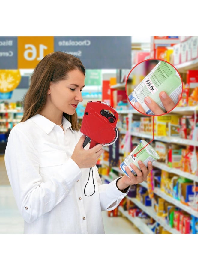 Handheld Label Machine Kit, Price Machine with Labels, 1-Line Label Machine, 1 Price Machine, 10Roll Labels(5000Labels), and 2 Ink Wheels,Retail Pricing Machine and Labels for Grocery Store, Food (Red) - Image 5