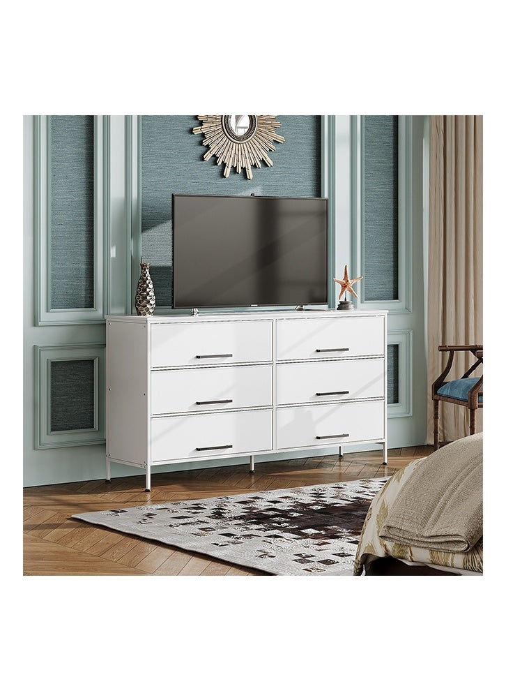 NKX Dressing Storage  Model with Electric 6 Drawers For Home inside Room 59.8" inch White Color - Image 3