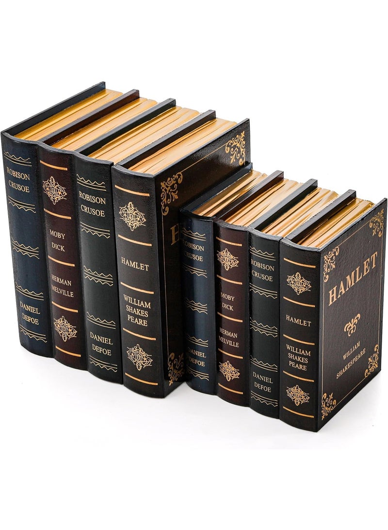 GOGOGO 2 Pack Decorative Book Boxes Wooden Antique Book Decorations Vintage Book Storage Box - Hamlet - Image 1
