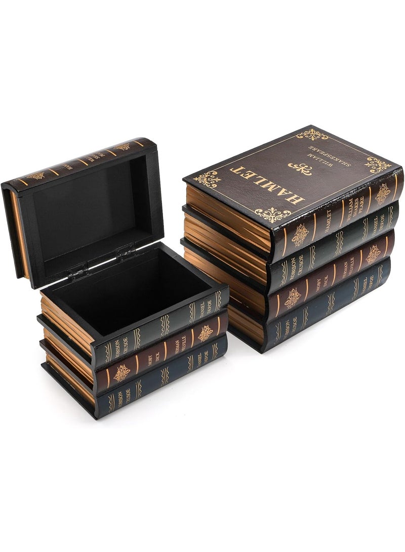 GOGOGO 2 Pack Decorative Book Boxes Wooden Antique Book Decorations Vintage Book Storage Box - Hamlet - Image 2
