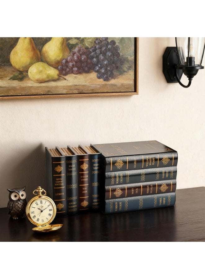GOGOGO 2 Pack Decorative Book Boxes Wooden Antique Book Decorations Vintage Book Storage Box - Hamlet - Image 4
