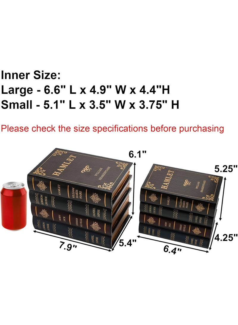 GOGOGO 2 Pack Decorative Book Boxes Wooden Antique Book Decorations Vintage Book Storage Box - Hamlet - Image 3