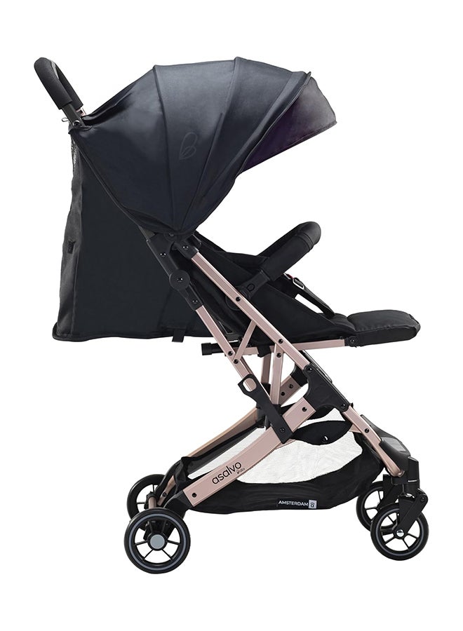 asalvo Amsterdam Stroller With Aluminum Chassis, Golden Black - Image 4