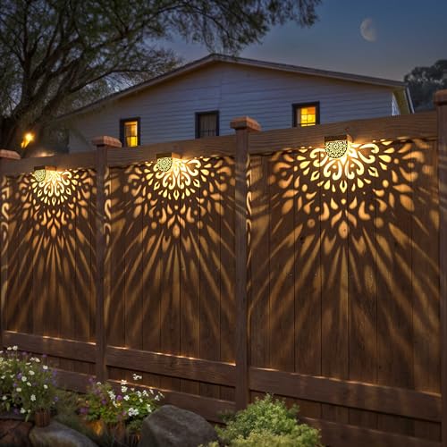 EKQ Solar Fence Lights 6 Pack Solar Step Lights Outdoor Waterproof LED Solar Powered Wall Lights Outdoor Decorations Warm Yellow Light Decorative Lighting for, Front Door, Backyard (Gold) - Image 2