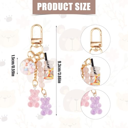 Aeenioy 2Pcs Cute Keychain, Candy Bear and Rainbow Color Bag Charm, Aesthetic Keychain for Girls, Kawaii Phone Charm, Resin Keyring for Women, Gift for Teens - Image 2