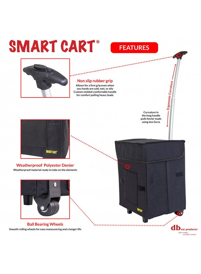 dbest products dbest products Smart Cart, BLACK Collapsible Rolling Utility Cart Basket Grocery Shopping Teacher Hobby Craft Art - Image 2