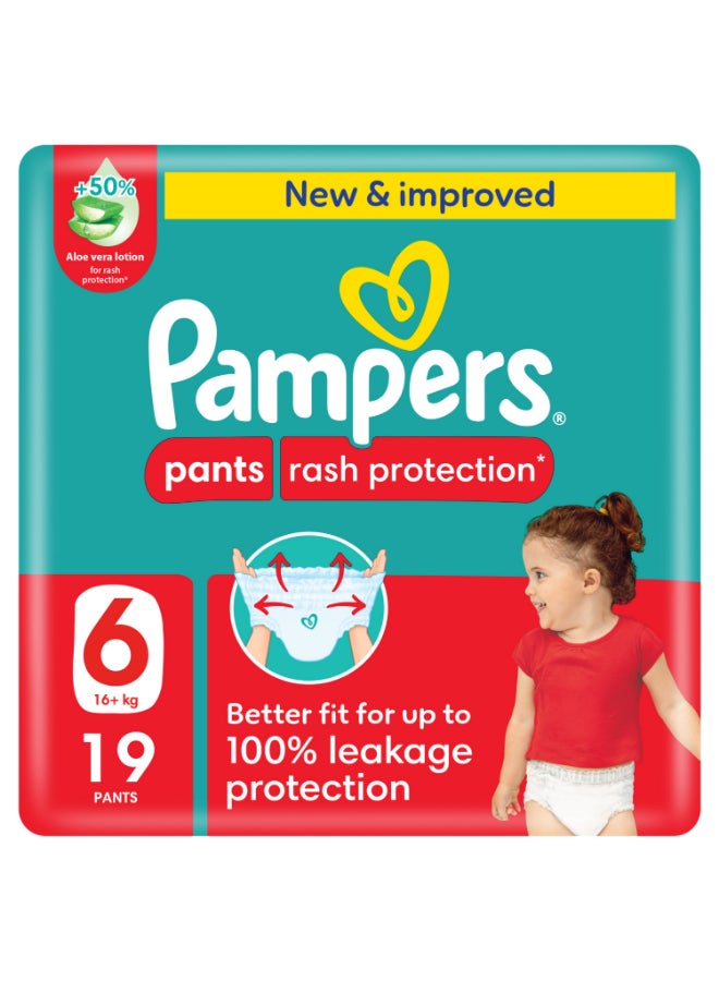 Pampers Rash Protection Pants Diapers, Size 6, 16+kg, Value Pack, 19 Count - Image 1