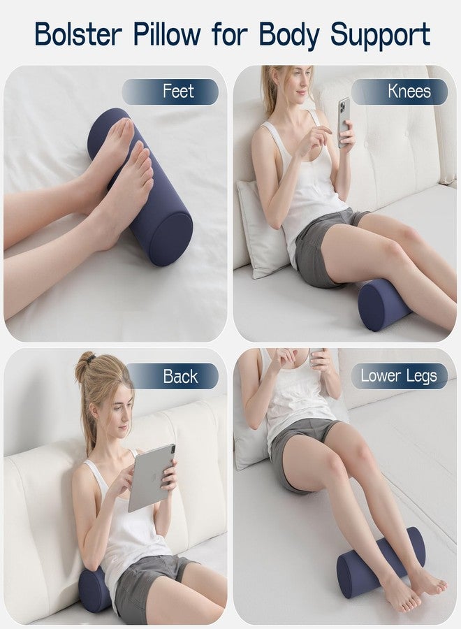 Forcanby Neck Roll Pillow for Neck Pain Relief - Memory Foam Neck Support Pillow for Bed | Round Neck Pillow for Sleeping, 15.7 * 6 * 6inch ((Navy-Blue) - Image 4