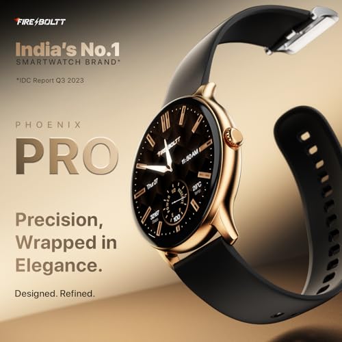 Fire-Boltt Phoenix Pro Round Smart Watch 1.39″ HD Display with Bluetooth Calling, AI Voice Assistant, SpO2 & Heart Rate Monitor, 120+ Sports Modes, IP67 Waterproof Smartwatch for Men & Women - Black - Image 2