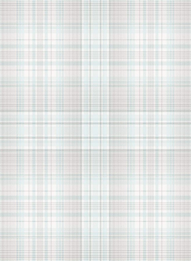 Check Plaid Wallpaper in Turquoise & Greys