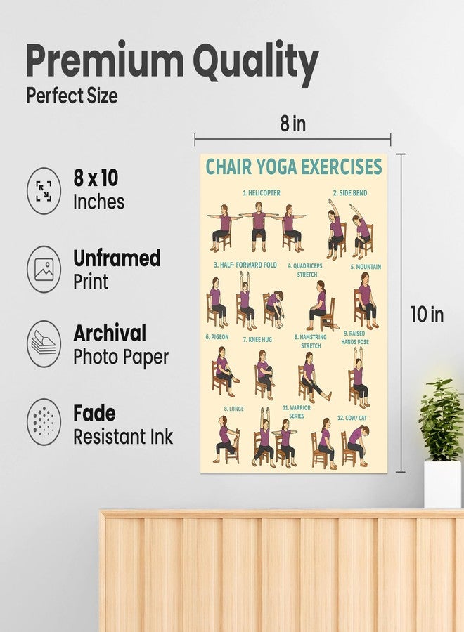 ZUKIY Chair Yoga Exercises Poster - 8x10 Unframed Wellness Chart for Seniors over 60 - Gentle Yoga Guide with Seated Poses - Senior Fitness Wall Art for Home, Office, or Physical Therapy Spaces - Image 2