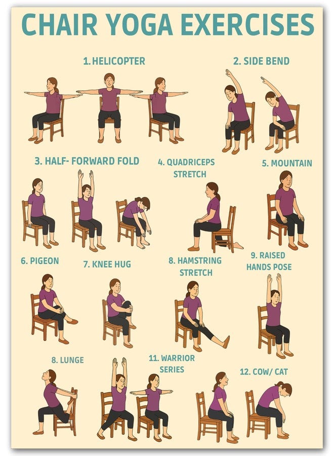ZUKIY Chair Yoga Exercises Poster - 8x10 Unframed Wellness Chart for Seniors over 60 - Gentle Yoga Guide with Seated Poses - Senior Fitness Wall Art for Home, Office, or Physical Therapy Spaces - Image 1