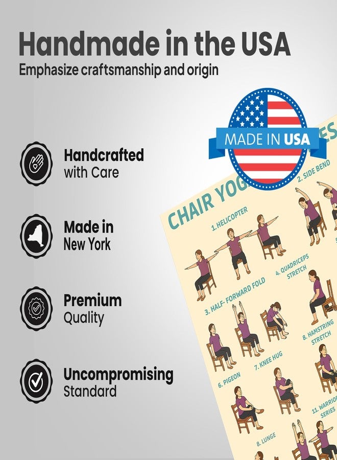 ZUKIY Chair Yoga Exercises Poster - 8x10 Unframed Wellness Chart for Seniors over 60 - Gentle Yoga Guide with Seated Poses - Senior Fitness Wall Art for Home, Office, or Physical Therapy Spaces - Image 3