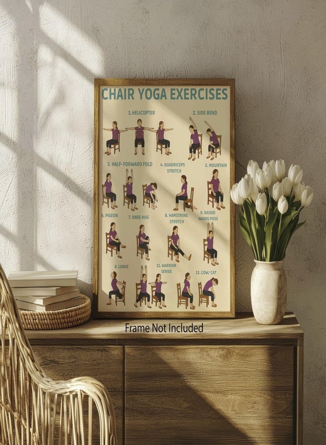 ZUKIY Chair Yoga Exercises Poster - 8x10 Unframed Wellness Chart for Seniors over 60 - Gentle Yoga Guide with Seated Poses - Senior Fitness Wall Art for Home, Office, or Physical Therapy Spaces - Image 5