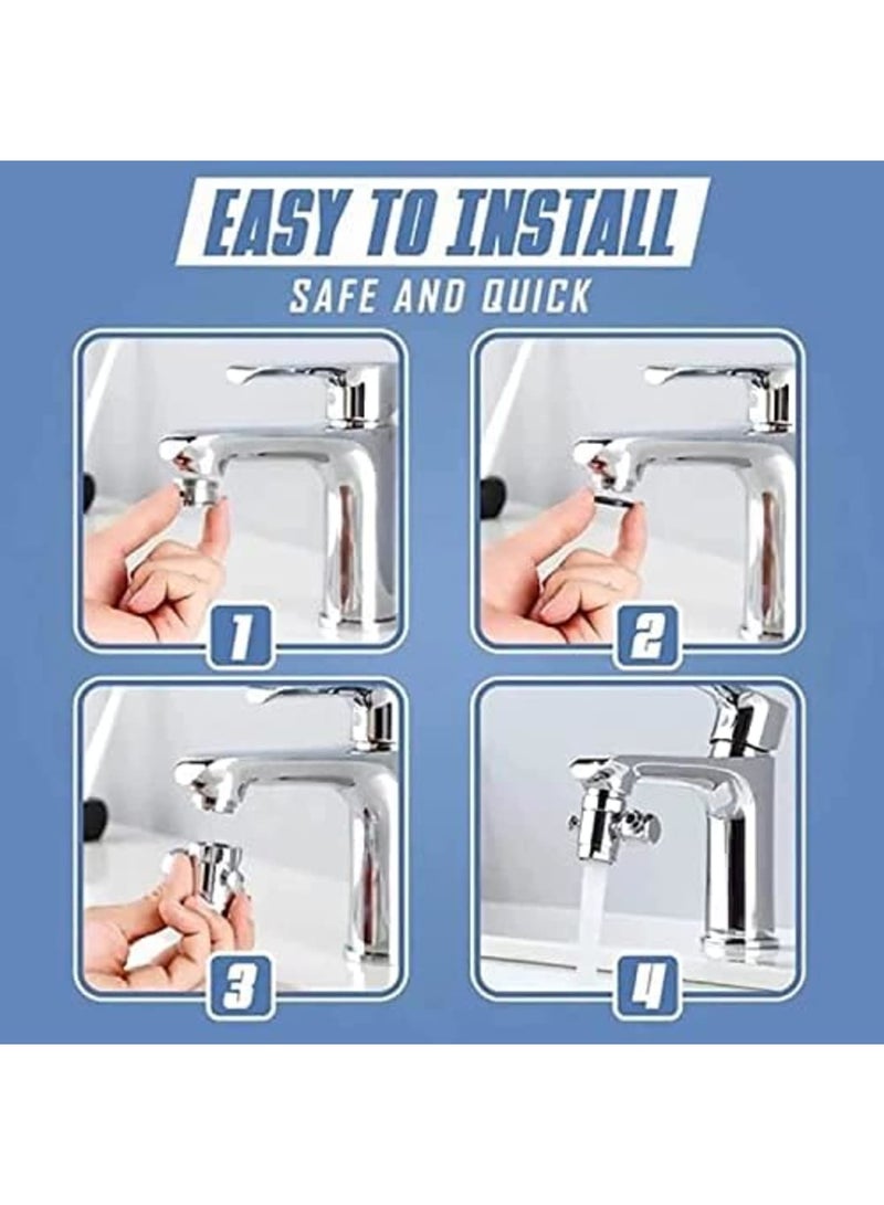 SYOSI Faucet Aerator, Faucet Sprayer Attachment 360° Spray Head Bubbler Sprayer with Double Nozzle, Kitchen Bathroom Sink Faucet Sprayer Head for Face Washing, Gargle and Eye Flush - Image 3