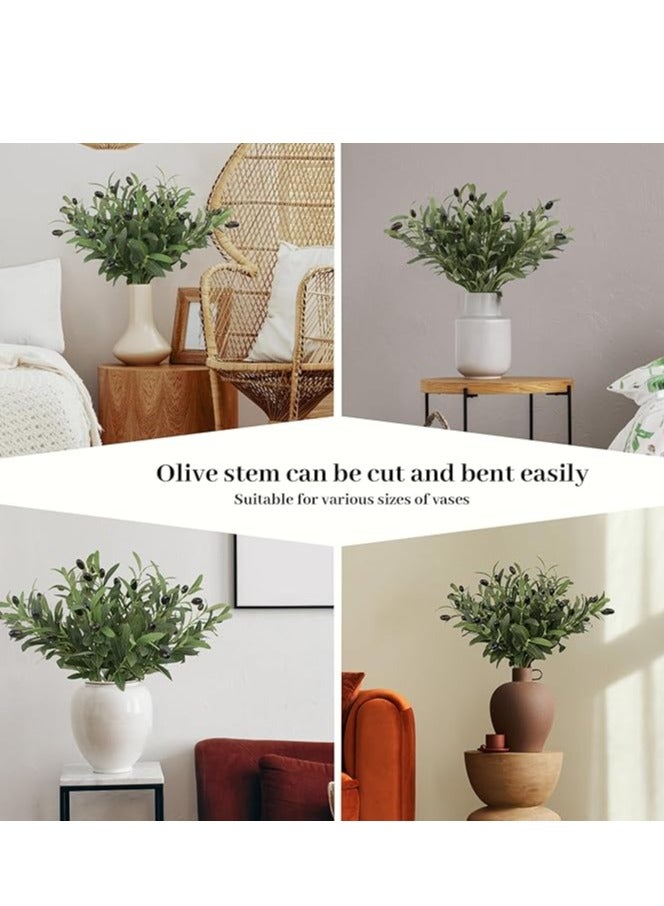 Generic 6pcs 18in  Artificial Olive Branch, Indoor Outdoor Home Office Garden Modern Decoration Housewarming Gift Perfect Potted Simulation Plants  - Image 1