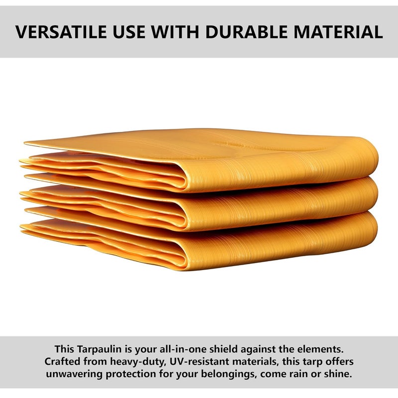 Kuber Industries Kuber Industries Pack of 2 Tirpal 6x6 Feet Waterproof Tarpaulin Sheet 120 GSM Tadpatri Tharpai EcoFriendly Tent Tirpal Thadika Thappi Lightweight Premium Tirpal Yellow - Image 2