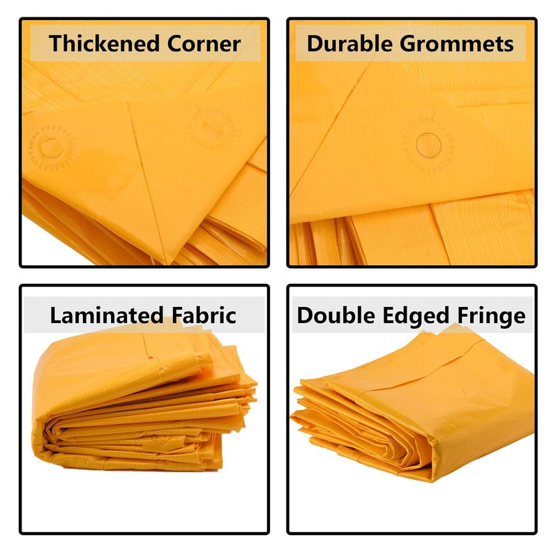 Kuber Industries Kuber Industries Pack of 2 Tirpal 6x6 Feet Waterproof Tarpaulin Sheet 120 GSM Tadpatri Tharpai EcoFriendly Tent Tirpal Thadika Thappi Lightweight Premium Tirpal Yellow - Image 4