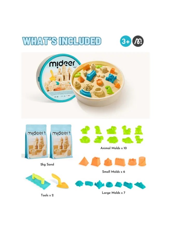 Mideer Magic Sand Play Set 2kg with 25 Accessories, Kids Sensory Sand Toy with 2 x 1kg Sand Bags, Creative Molding & Indoor Play for Ages 3+ - Image 3