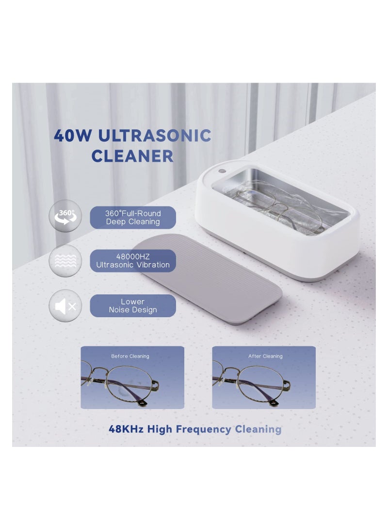 Ultrasonic Cleaner, Jewellery Cleaner Machine, 40W 640ML Portable Household Professional Ultrasonic Eyeglasses Cleaning Machine with Timer, Denture Cleaner, for Glasses Metal (British regulatory) - Image 2