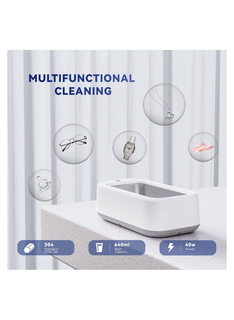 Ultrasonic Cleaner, Jewellery Cleaner Machine, 40W 640ML Portable Household Professional Ultrasonic Eyeglasses Cleaning Machine with Timer, Denture Cleaner, for Glasses Metal (British regulatory) - Image 4