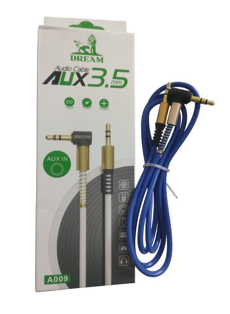 Generic 3.5mm AUX Audio to 3.5 AUX Adapter Cable 1000mm Nylon Braided - Blue Gold Black (Equipped with metal support to ensure no bending so it is not easily damaged. Reliable insulating material to ensure sound quality) - Image 4