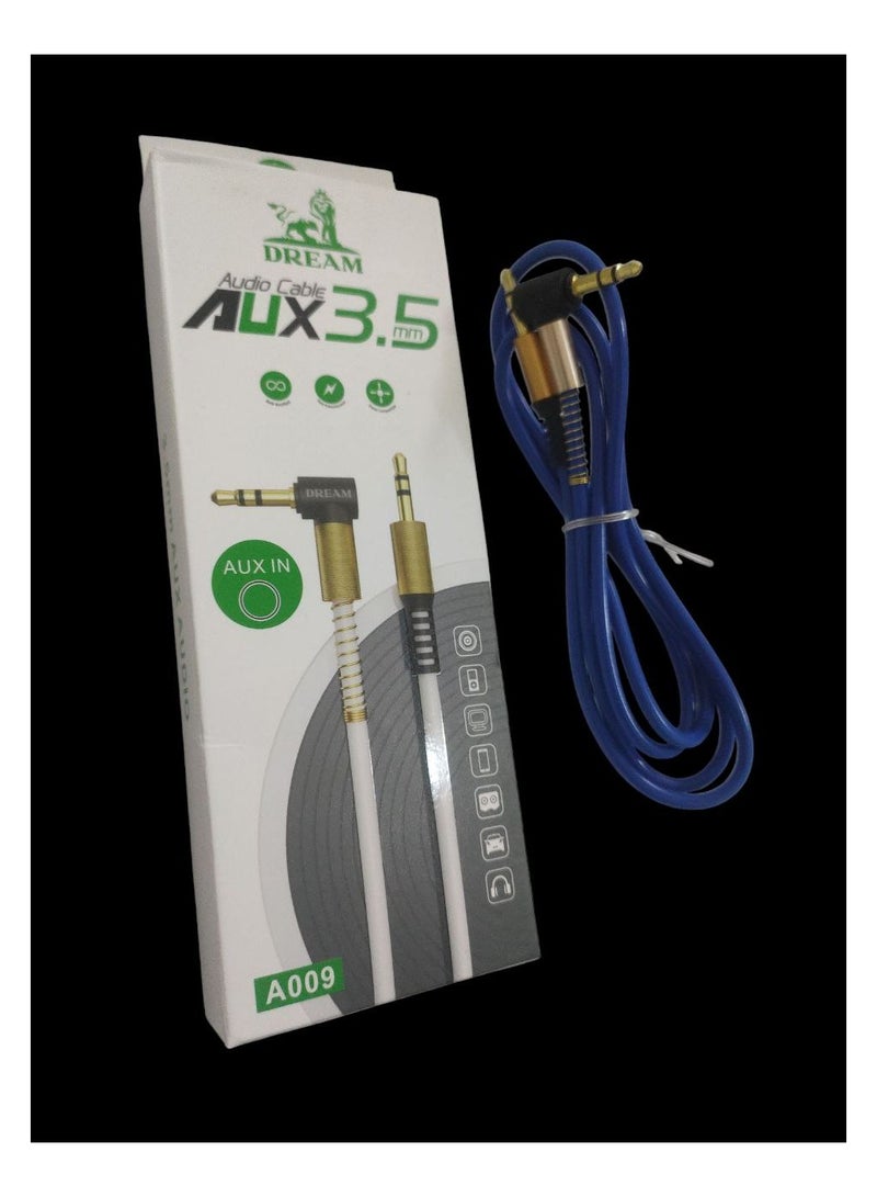 Generic 3.5mm AUX Audio to 3.5 AUX Adapter Cable 1000mm Nylon Braided - Blue Gold Black (Equipped with metal support to ensure no bending so it is not easily damaged. Reliable insulating material to ensure sound quality) - Image 1