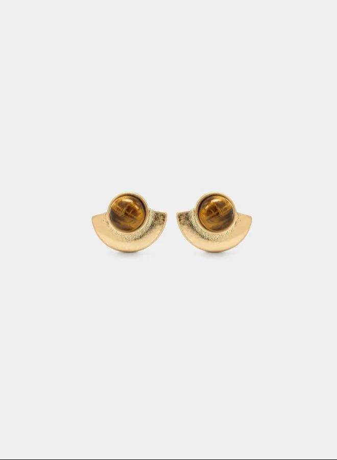 PARFOIS Brown Fan-shaped earrings with stone for Women | Best Price UAE