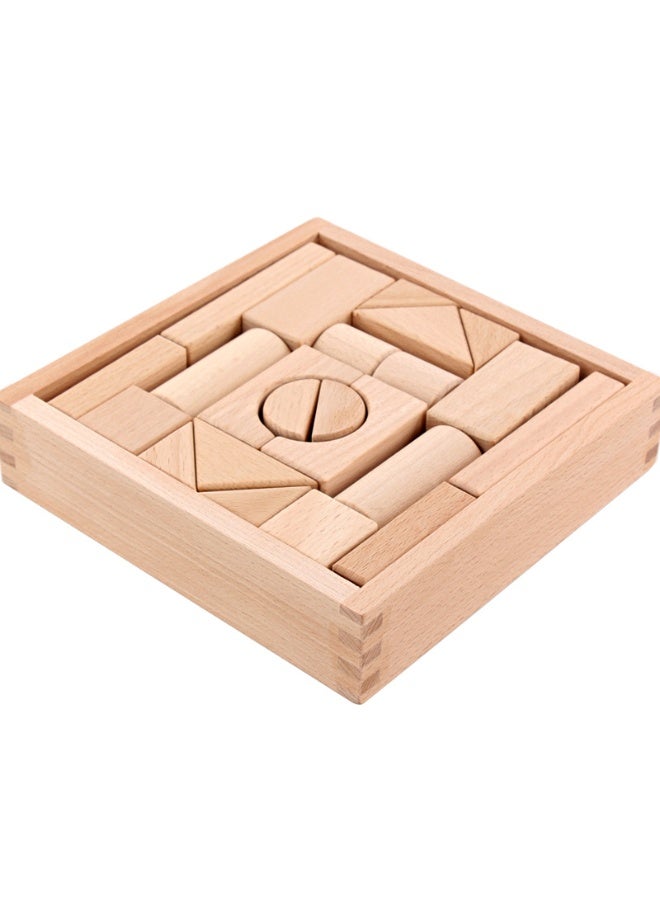 general Natural Wood Building Blocks 22PCS - Bite-Safe Stackable Toys with Wooden Storage Box Early Education Toys for Kids - Image 1