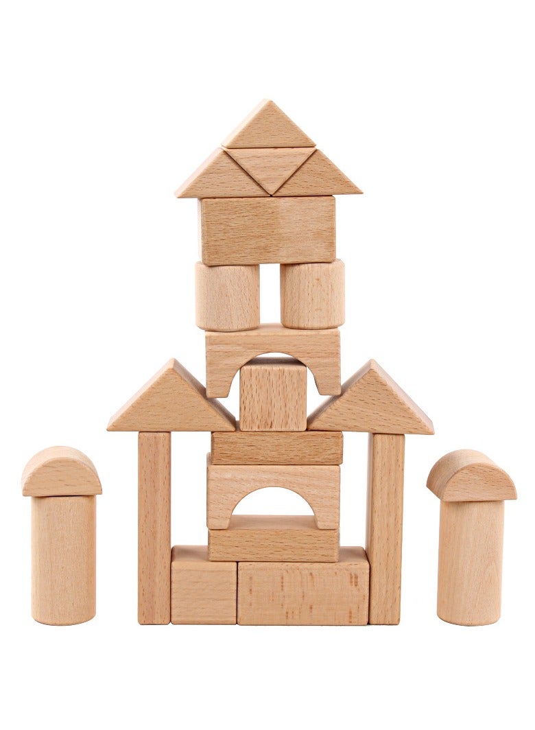 general Natural Wood Building Blocks 22PCS - Bite-Safe Stackable Toys with Wooden Storage Box Early Education Toys for Kids - Image 2