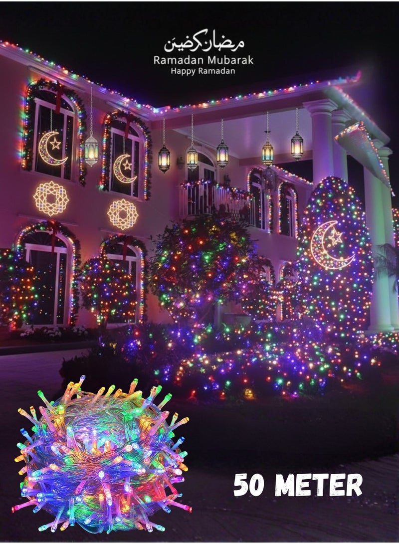 MODI 50M 480 LEDs Multi-Color  String Lights, IP44 Waterproof Plug-in Fairy Lights for Christmas Tree, Diwali,Ramadan, Wedding, Party, Garden, Patio & Balcony Décor – 11W Cu+PC, 300° Wide Beam - Image 2