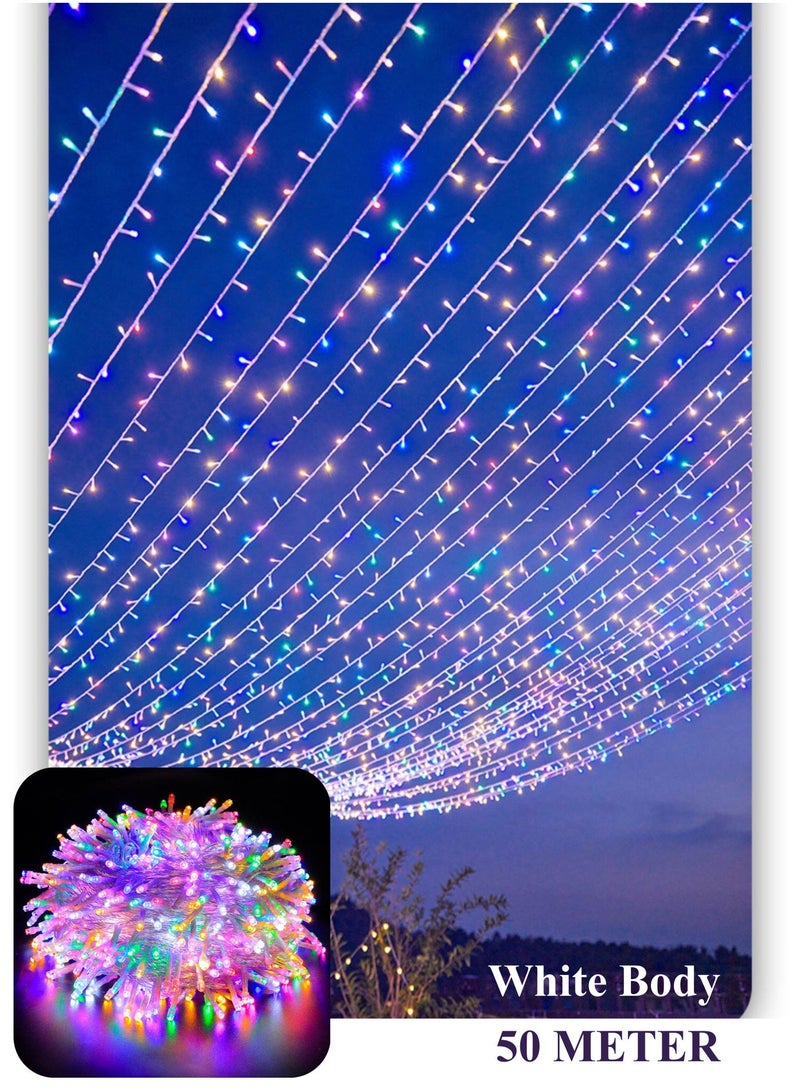 MODI 50M 480 LEDs Multi-Color  String Lights, IP44 Waterproof Plug-in Fairy Lights for Christmas Tree, Diwali,Ramadan, Wedding, Party, Garden, Patio & Balcony Décor – 11W Cu+PC, 300° Wide Beam - Image 1