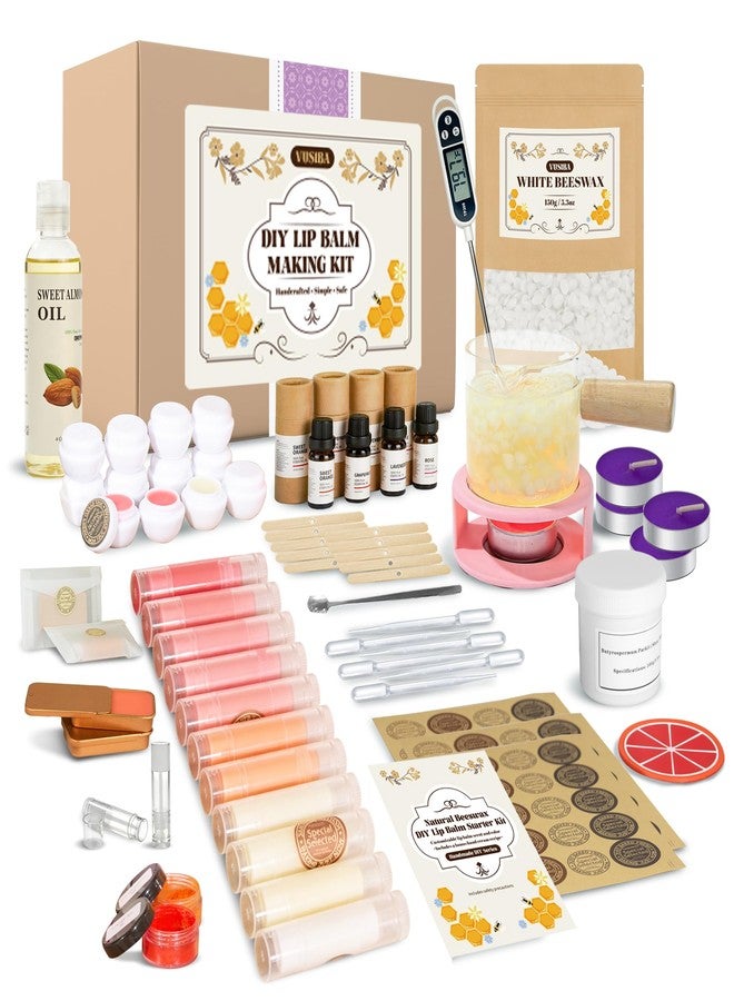VUSIBA Lip Balm Kit, Natural Lip Balm Kit with Melter, Beeswax, Shea Butter, Pure Essential Oils for Adults Teens (vcdvd - Image 1