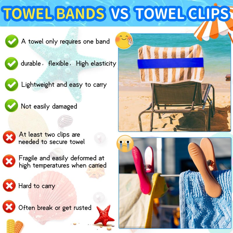 BlissfulBlend 8 Pack Beach Towel Bands Stretchable For Cruise Chairs  Beach Band For Pool  2025 Must Haves Cruise Accessories  Perfect Alternatives For Pool Lounge Chair Towel Clips - Image 3