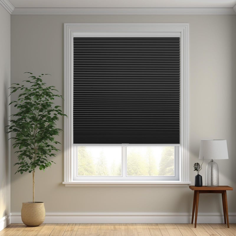 Changshade Cordless Cellular Shades, Blackout Honeycomb Shades for Windows, Pull Down Pleated Blinds, Easy to Install for Indoor Windows and French Doors,27" W x 50" H, Black - Image 5