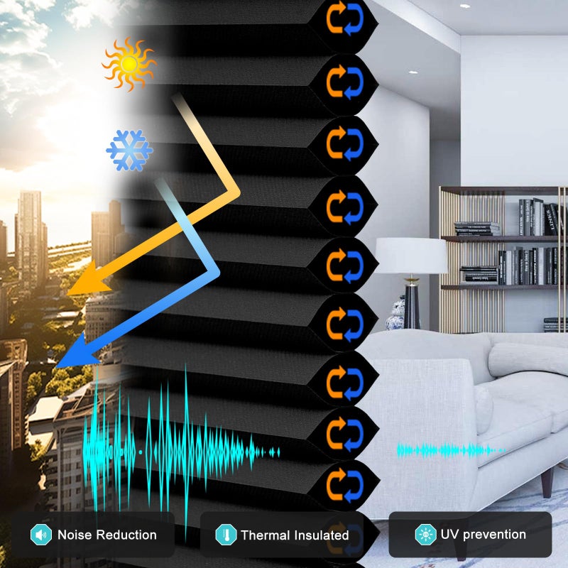 Changshade Cordless Cellular Shades, Blackout Honeycomb Shades for Windows, Pull Down Pleated Blinds, Easy to Install for Indoor Windows and French Doors,27" W x 50" H, Black - Image 4