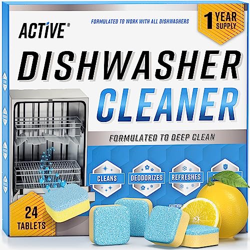 Active Dishwasher Cleaner And Deodorizer Tablets - 24 Pack Deep Cleaning Descaler Pods for Dish Washer Machine, Heavy Duty, Septic Safe, Natural Limescale Remover, Calcium, Odor, Smell - 12 Month Supply - Image 2