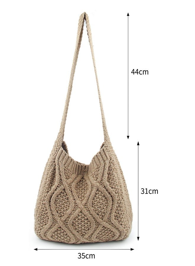 ENBEI Handmade Crochet Bag–Boho Chic Shoulder Bag, Aesthetic Kinted Bag,Cute Crossbody Bag,Perfect for Beach, Shoppingor Daily Use – Stylish Durable (Khaki) - Image 5