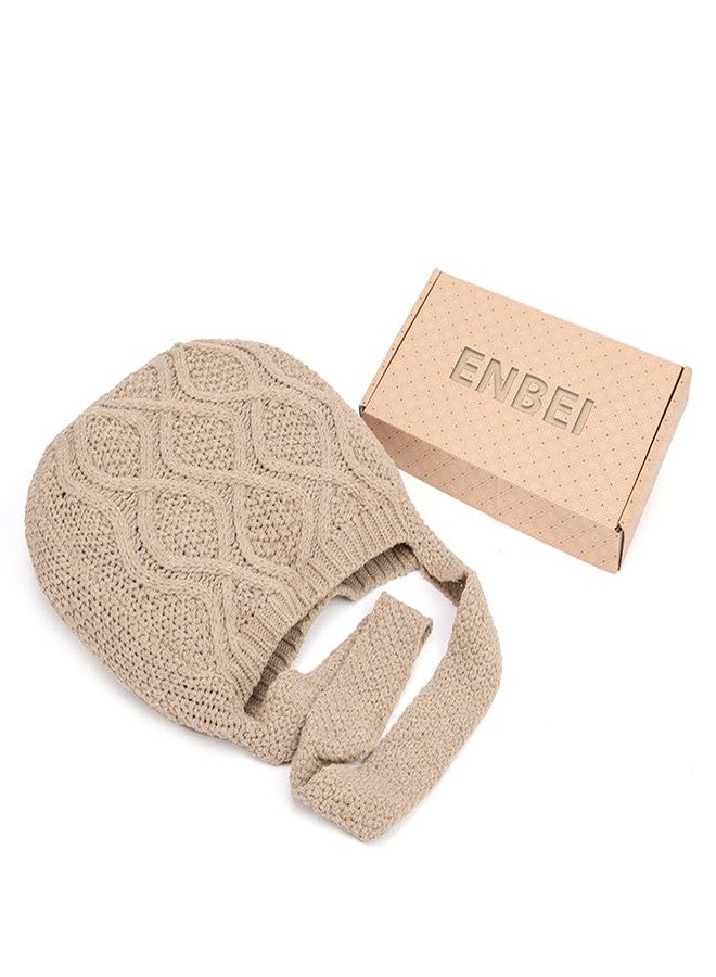 ENBEI Handmade Crochet Bag–Boho Chic Shoulder Bag, Aesthetic Kinted Bag,Cute Crossbody Bag,Perfect for Beach, Shoppingor Daily Use – Stylish Durable (Khaki) - Image 4