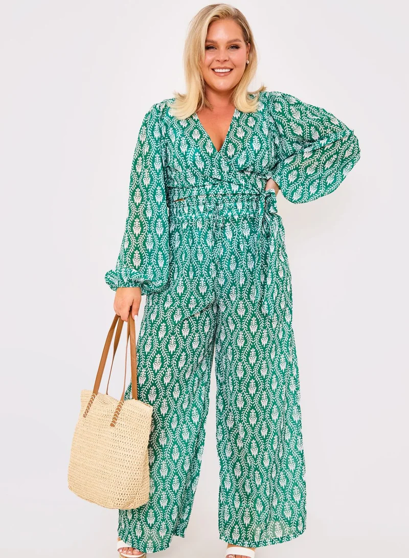 In The Style Curve Tie Detail Printed Top