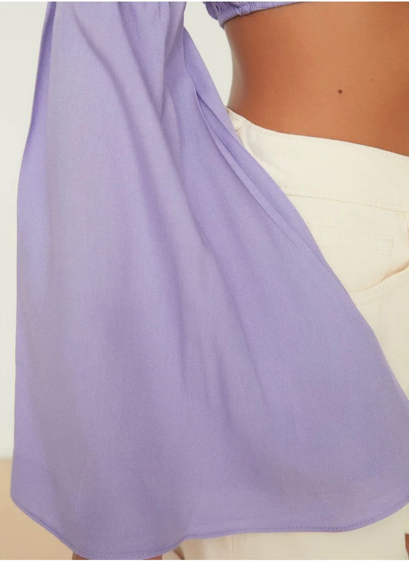 trendyol Bardot Flute Sleeve Crop Top