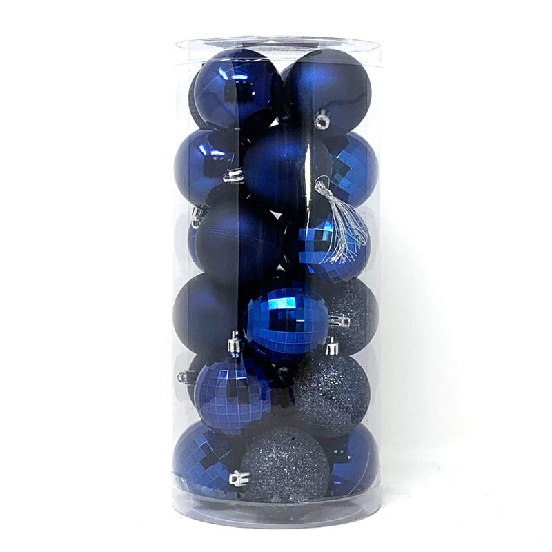 allgala Christmas Balls 24 PK 233 Inch 6CM PreStrung Shatter Proof Christmas Ornament Balls for Xmas Tree4 StyleNavy Blue