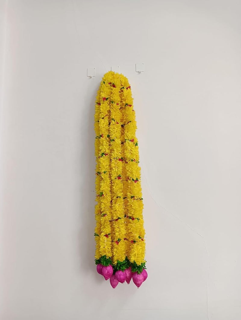 FIVE SEASONS FIVE SEASONS Fake Plastic Yellow and Lotus Flower Garland Toran for Door Entrance Home Decoration Hanging HomePooja Decor Doorway Hanging Wall Decor for All Festive - Image 1