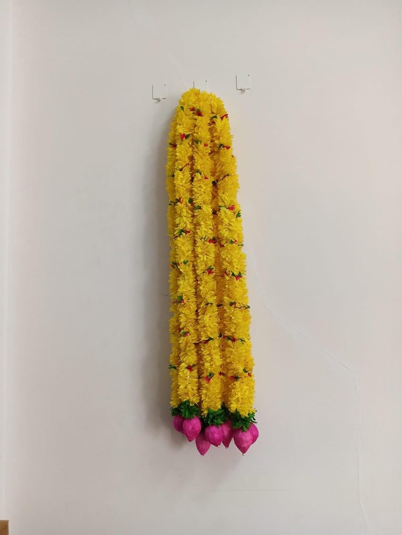 FIVE SEASONS FIVE SEASONS Fake Plastic Yellow and Lotus Flower Garland Toran for Door Entrance Home Decoration Hanging HomePooja Decor Doorway Hanging Wall Decor for All Festive - Image 2