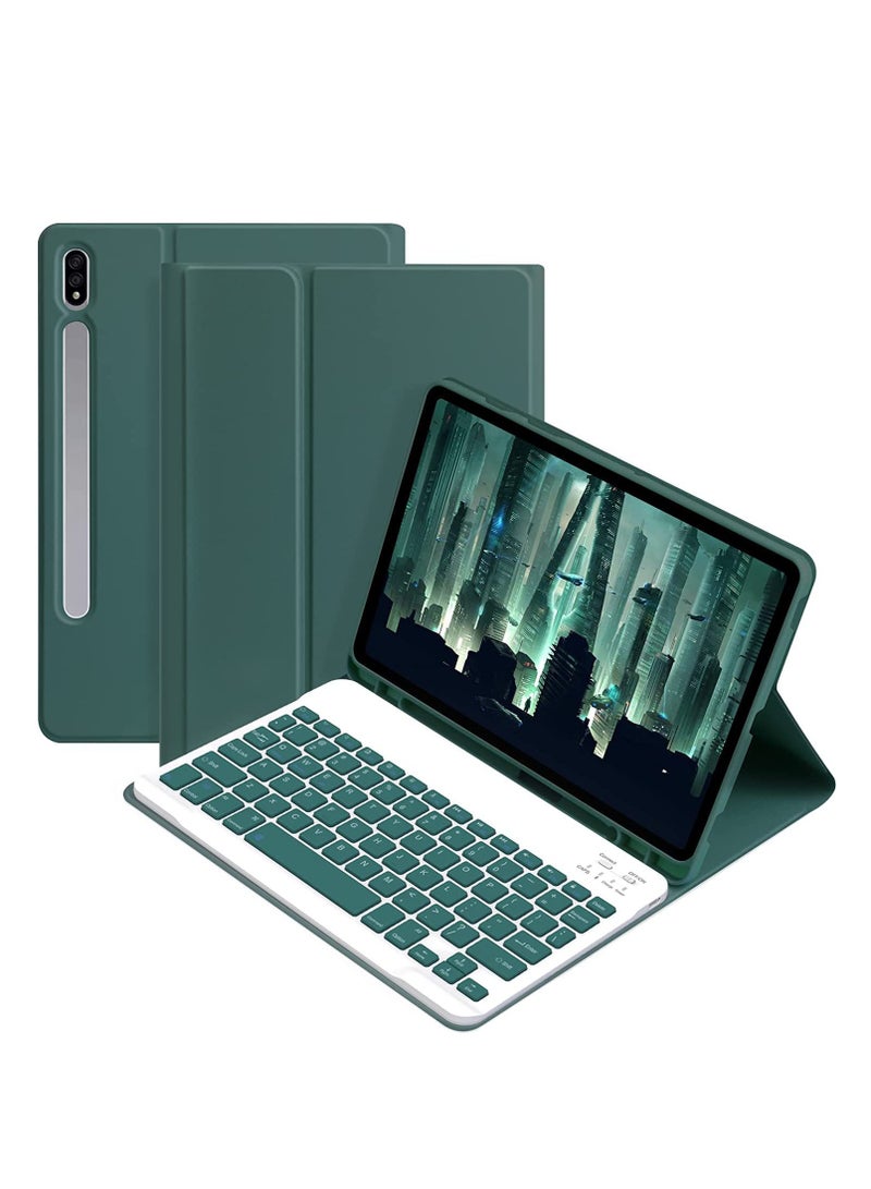 general Arabic & English Keyboard Case Compatible Samsung Galaxy Tab S9 FE Plus 2023 12.4 Inch Slim PU Case Detachable Wireless Galaxy Tab S9 FE+ Tablet Keyboard Case with Pen Holder - Image 1