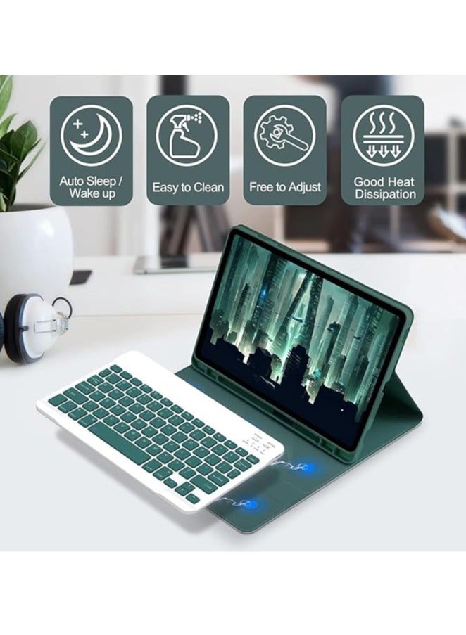 general Arabic & English Keyboard Case Compatible Samsung Galaxy Tab S9 FE Plus 2023 12.4 Inch Slim PU Case Detachable Wireless Galaxy Tab S9 FE+ Tablet Keyboard Case with Pen Holder - Image 2